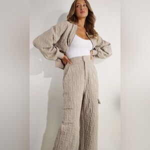 NWT! MULLA Light Gray Bomber Jacket & Wide Leg Pant Set